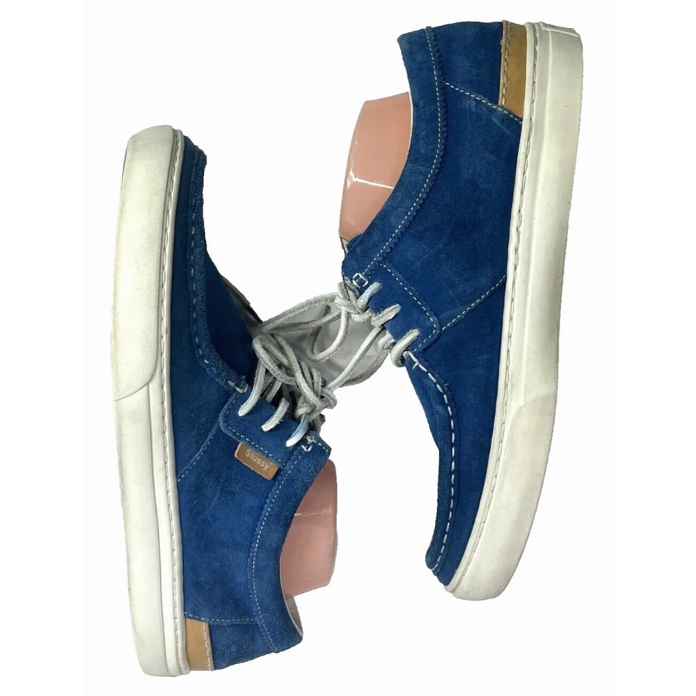 Stussy‎ x Timberland Blue Suede Boat Shoe Mens Size 10.5 US Lace Moc Rare